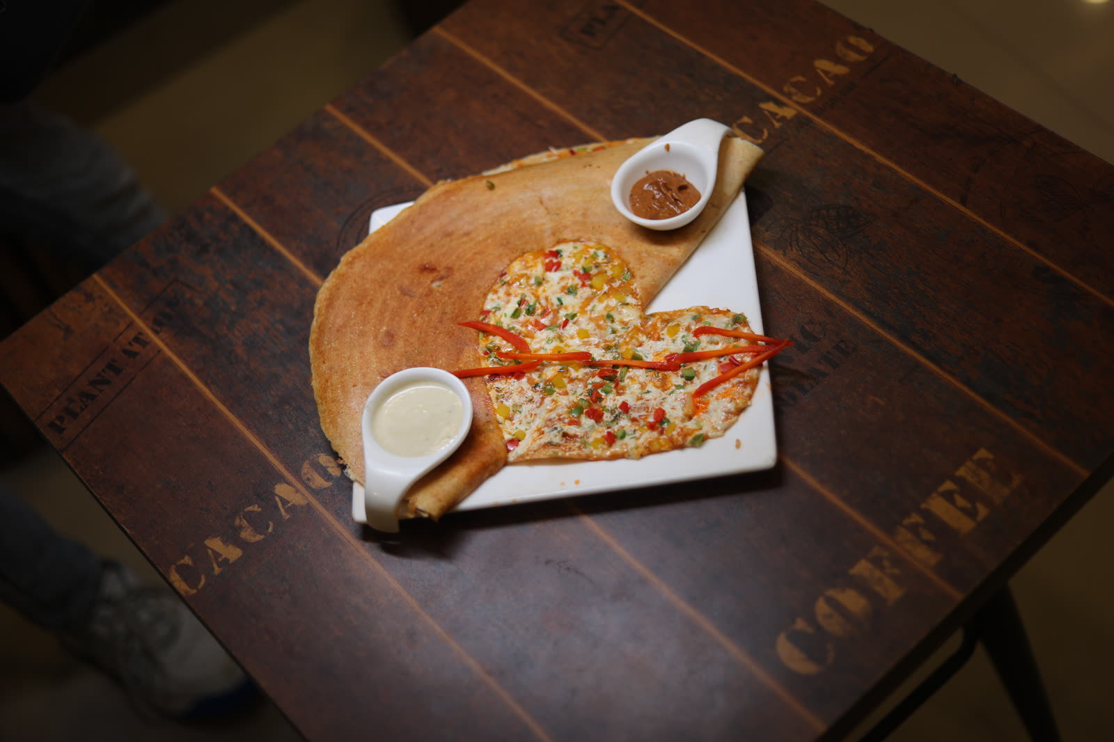 Heart-shaped Dil Khush cheese dosa